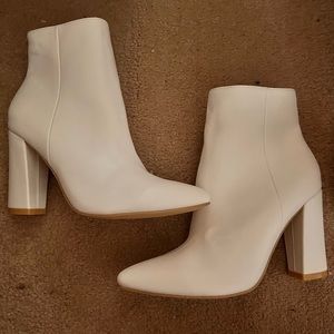 White Platform Heeled Boots Booties